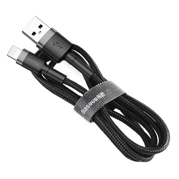 Baseus Cafule Cablu durabil împletit din nailon USB/Lightning QC3.0 2.4a 1M negru-gri (CALKLF-BG1)