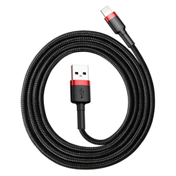 Baseus Cafule Cablu durabil împletit din nailon USB/Lightning QC3.0 2.4a 1M negru-roșu (CALKLF-B19)