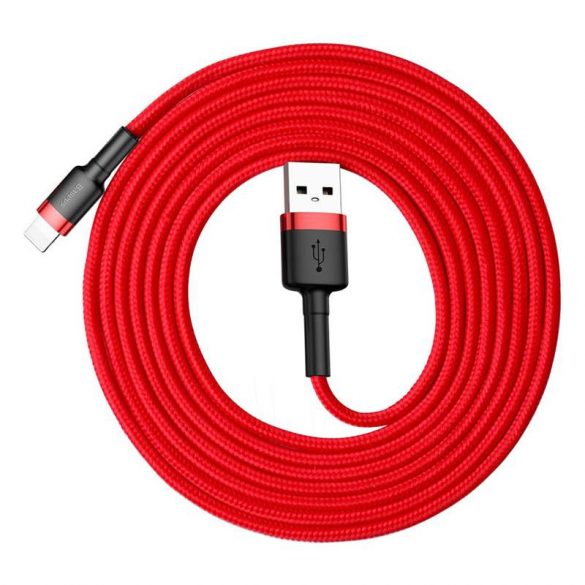 Baseus Cafule Cablu durabil din nailon împletit USB / Lightning QC3.0 1.5A 2M roșu (CALKLF-C09)