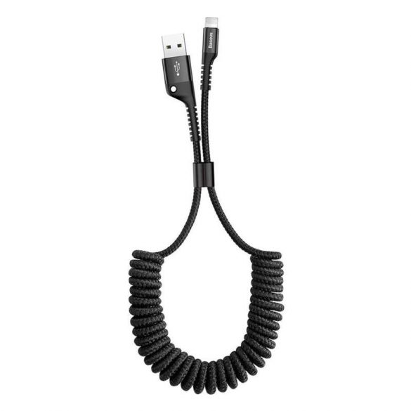 Baseus Fish Eye Spring cablu de date cablu de nylon USB / Lightning 1M 2A negru (CALSR-01)