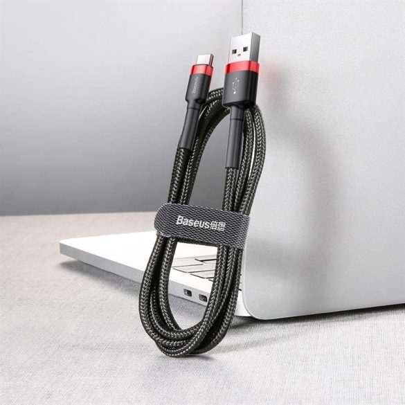 Baseus Cafule Cable cablu de nylon litz durabil USB / USB - C QC3.0 3A 0,5M negru - roșu (CATKLF - A91)