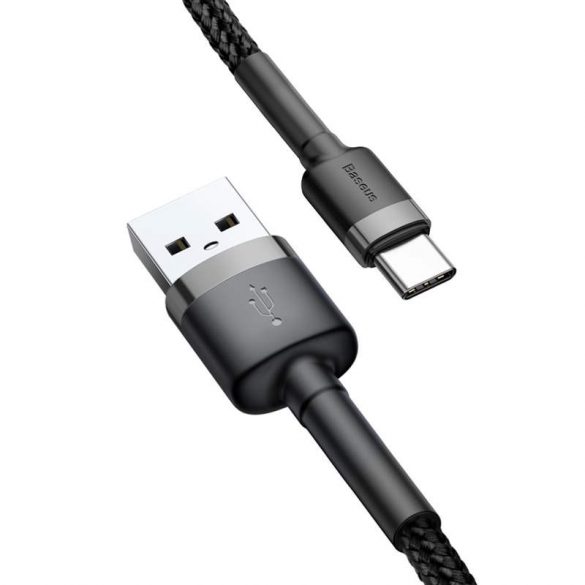 Baseus Cafule Cablu din nailon împletit durabil USB / USB - C QC3.0 3A 0,5M negru - gri (CATKLF - AG1)