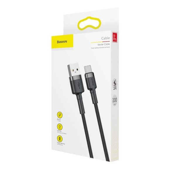 Baseus Cafule Cable cablu de nylon durabil USB / USB - C QC3.0 3A 1M negru - gri (CATKLF - BG1)