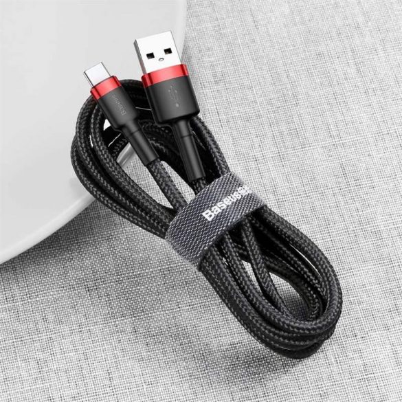 Baseus Cafule Cable cablu litz nylon durabil USB / USB - C QC3.0 3A 1M negru - roșu (CATKLF - B91)