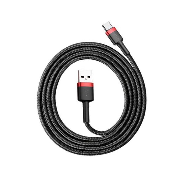 Baseus Cafule Cable cablu litz nylon durabil USB / USB - C QC3.0 3A 1M negru - roșu (CATKLF - B91)