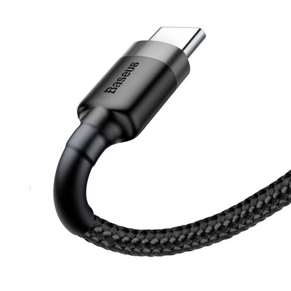 Baseus Cafule Cablu din nailon împletit durabil USB/USB - C QC3.0 2A 2M negru - gri (CATKLF - CG1)