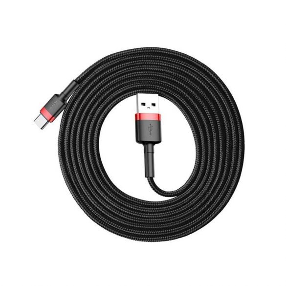 Baseus Cafule Cable cablu litz nylon durabil USB/USB - C QC3.0 2A 2M negru - roșu (CATKLF - C91)