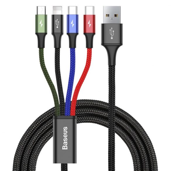 Baseus Lightning / 2x USB Type-C USB-C / micro USB nylon Braid 3.5A 1.2m negru (CA1T4 - B01)