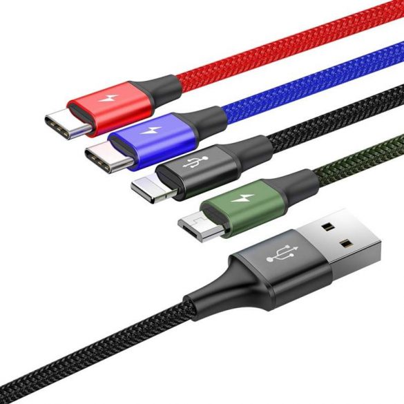 Baseus Lightning / 2x USB Type-C USB-C / micro USB nylon Braid 3.5A 1.2m negru (CA1T4 - B01)