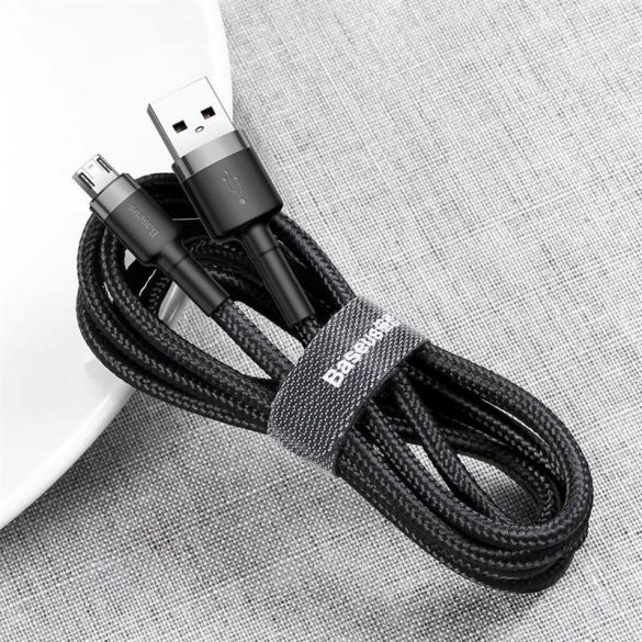 Baseus Cafule Cablu durabil împletit din nailon USB / micro USB QC3.0 2.4a 0,5M negru-gri (CAMKLF-AG1)