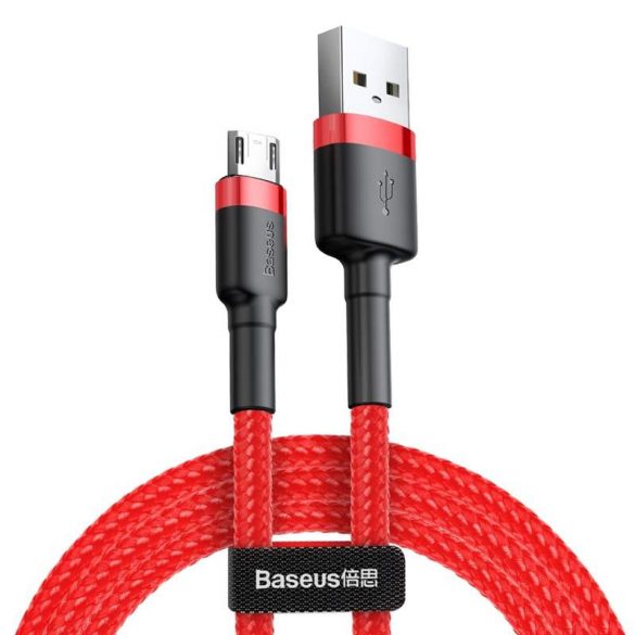 Cablu Baseus Cafule din nailon durabil împletit USB / micro USB QC3.0 2.4a 1M roșu (CAMKLF - B09)