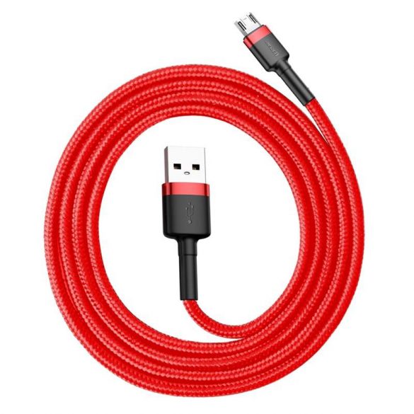 Cablu Baseus Cafule din nailon durabil împletit USB / micro USB QC3.0 2.4a 1M roșu (CAMKLF - B09)