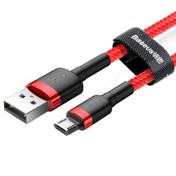 Cablu Baseus Cafule din nailon durabil împletit USB / micro USB QC3.0 2.4a 1M roșu (CAMKLF - B09)