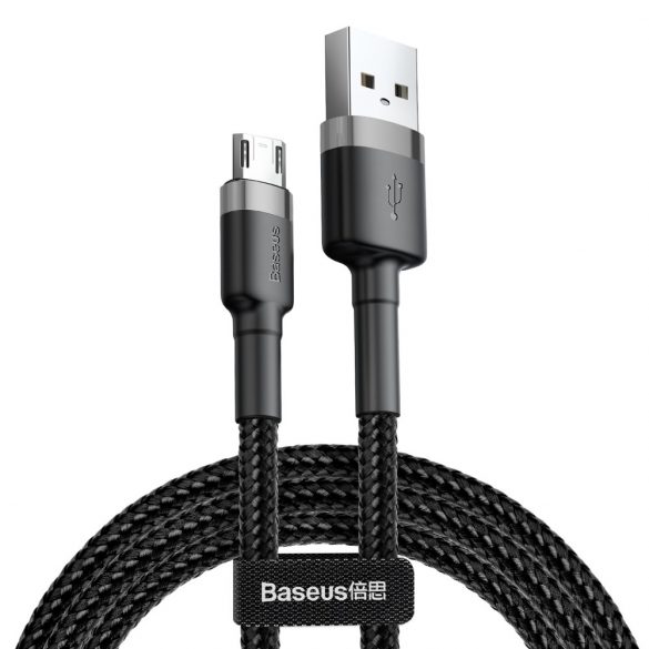 Cablu Baseus Cafule din nailon durabil împletit USB / micro USB QC3.0 2.4a 1M negru - gri (CAMKLF - BG1)