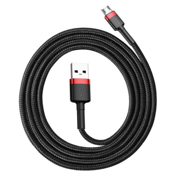 Baseus Cafule Cablu durabil din nailon împletit USB / micro USB QC3.0 2.4a 1M negru-roșu (CAMKLF-B91)