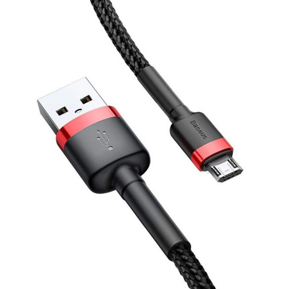 Baseus Cafule Cablu durabil din nailon împletit USB / micro USB QC3.0 2.4a 1M negru-roșu (CAMKLF-B91)