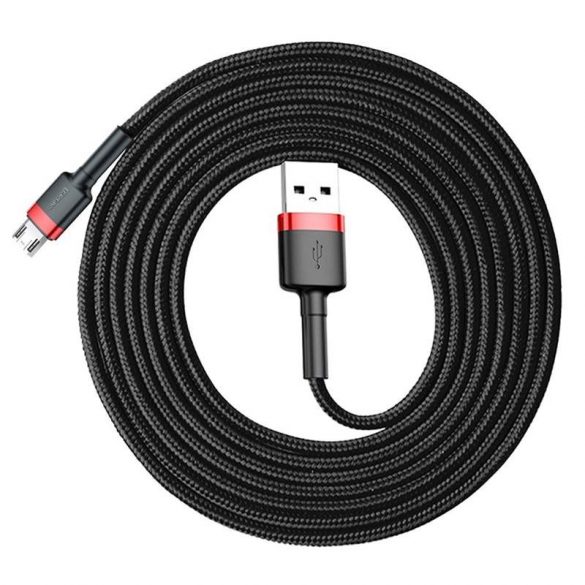 Baseus Cafule Cablu durabil din nailon împletit USB / micro USB QC3.0 1.5A 2M negru - roșu (CAMKLF - C91)