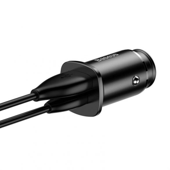 Încărcător universal inteligent pentru mașină Baseus tér PPS USB Quick Charge 4.0 QC 4.0 și USB-C PD 3.0 SCP negru (CCALL-AS01)