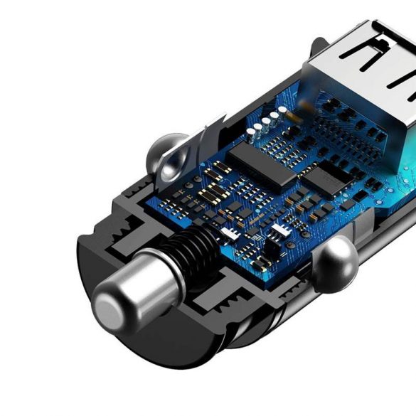 Baseus Square Încărcător auto universal inteligent 2 USB QC3.0 Quick Charge 3.0 SCP AFC 30W negru (CCALL-DS01)