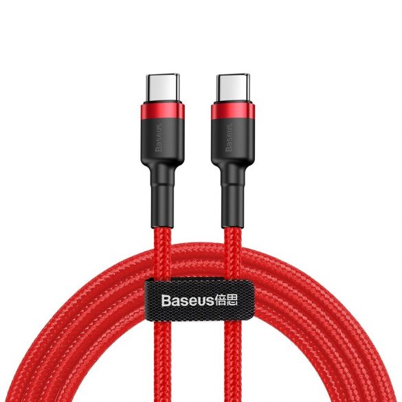 Baseus Cafule Cable cablu litz nylon durabil USB - C PD / USB - C PD PD2.0 60W 20V 3A QC3.0 1M roșu (CATKLF - G09)