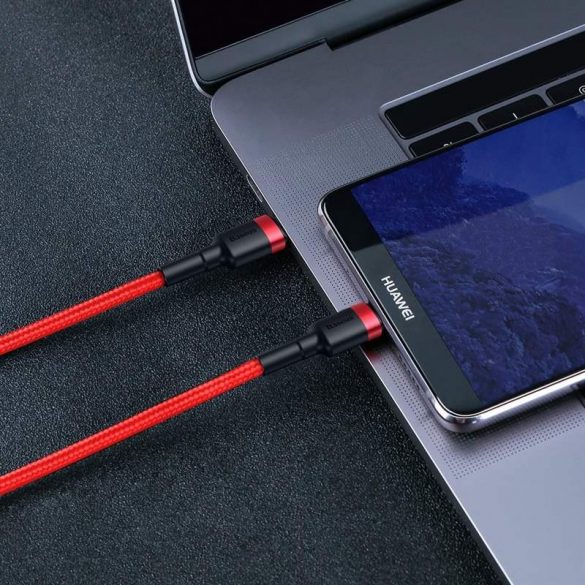 Baseus Cafule Cable cablu litz nylon durabil USB - C PD / USB - C PD PD2.0 60W 20V 3A QC3.0 1M roșu (CATKLF - G09)