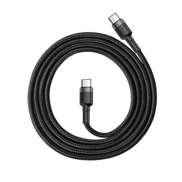 Baseus Cafule Cable cu cablu de nylon durabil USB-C PD / USB-C PD PD2.0 60W 20V 3A QC3.0 1M negru-gri (CATKLF-G91)