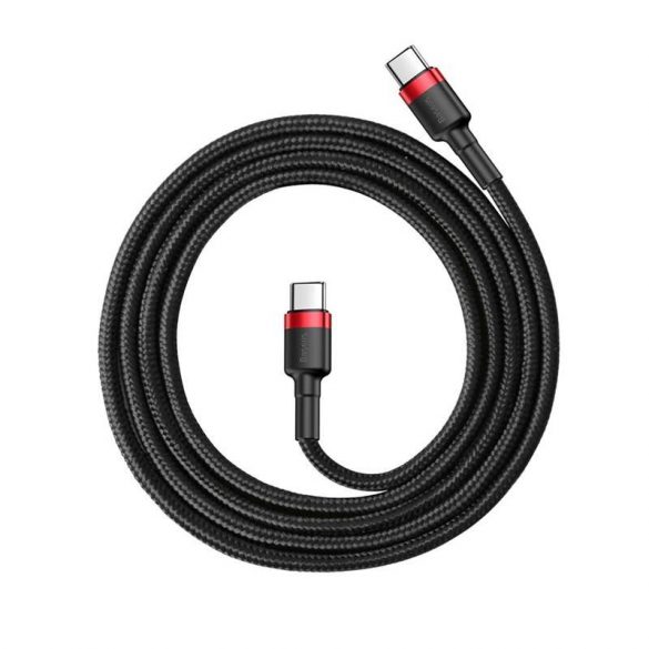 Baseus Cafule Cable cablu de nylon durabil USB - C PD / USB - C PD PD2.0 60W 20V 3A QC3.0 1M negru - roșu (CATKLF - GG1)