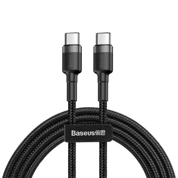 Baseus Cafule Cable cablu de nylon durabil USB - C PD / USB - C PD PD2.0 60W 20V 3A QC3.0 2M negru - gri (CATKLF - HG1)