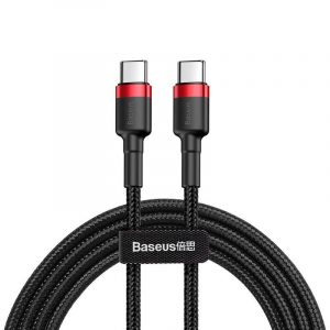 Baseus Cafule Cable cu cablu de nylon durabil USB-C PD / USB-C PD PD2.0 60W 20V 3A QC3.0 2M negru-roșu (CATKLF-H91)