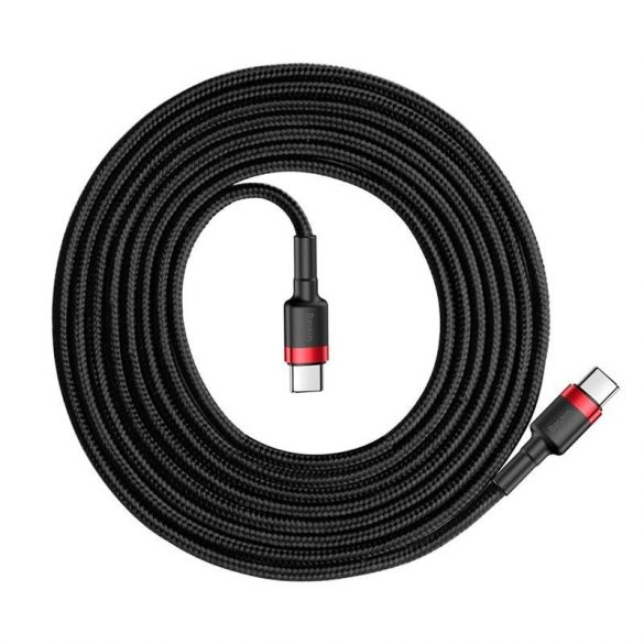 Baseus Cafule Cable cu cablu de nylon durabil USB-C PD / USB-C PD PD2.0 60W 20V 3A QC3.0 2M negru-roșu (CATKLF-H91)