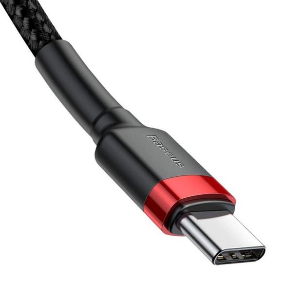 Baseus Cafule Cable cu cablu de nylon durabil USB-C PD / USB-C PD PD2.0 60W 20V 3A QC3.0 2M negru-roșu (CATKLF-H91)