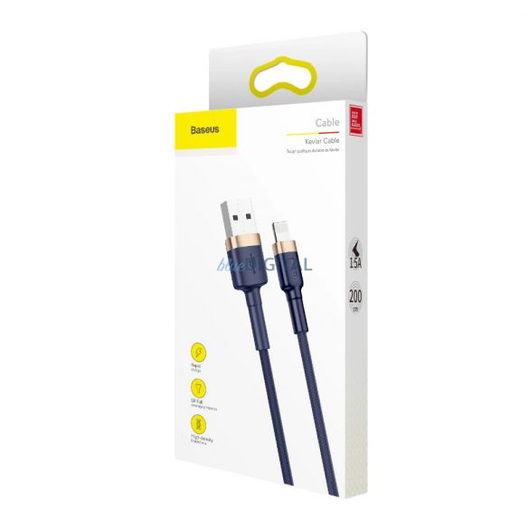 Cablu Baseus Cafule USB-A / Lightning 2.4A QC 3.0 1 m - albastru-auriu