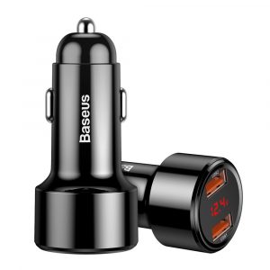 Baseus Magic seria Dual QC încărcător cu afișaj digital 2x USB QC3.0 45W 6A negru (CCMLC20A - 01) încărcător auto