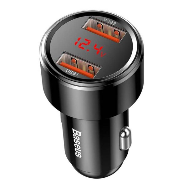 Baseus Magic seria Dual QC încărcător cu afișaj digital 2x USB QC3.0 45W 6A negru (CCMLC20A - 01) încărcător auto