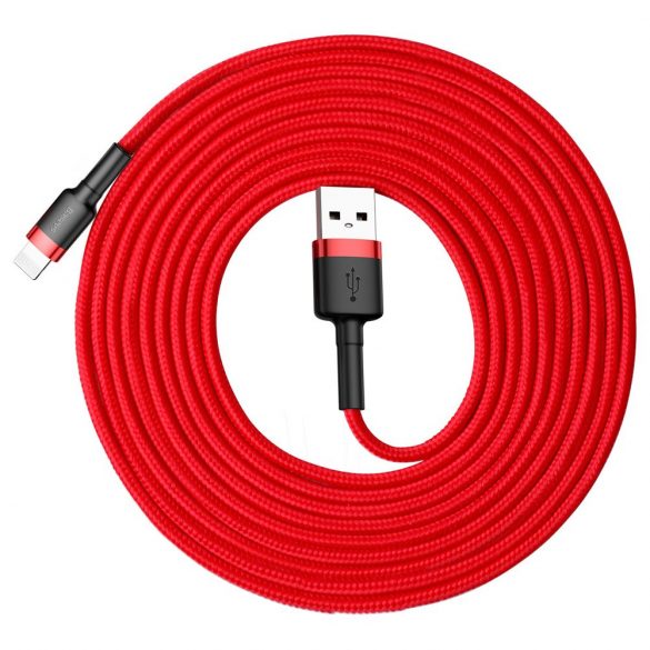 Baseus Cafule Cablu durabil din nailon împletit USB / Lightning QC3.0 2A 3M roșu (CALKLF - R09)