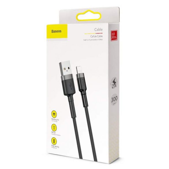 Baseus Cafule Cablu din nailon împletit durabil USB / Lightning QC3.0 2A 3M negru - gri (CALKLF - RG 1)