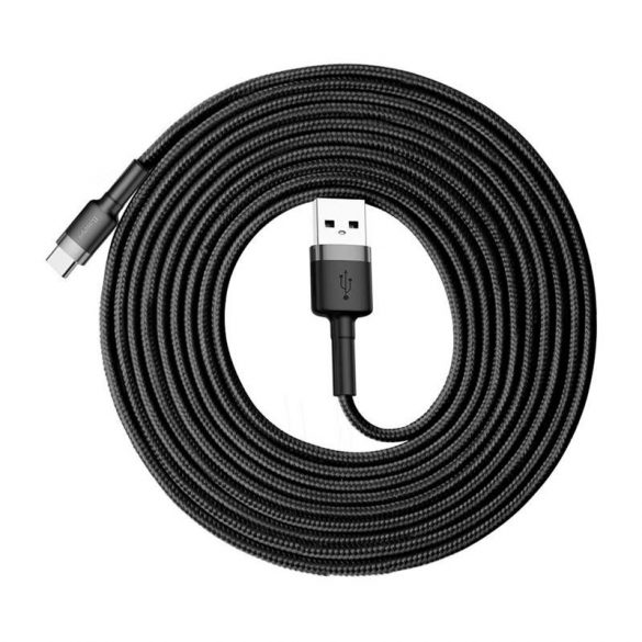 Baseus Cafule Cablu din nailon împletit durabil USB/USB - C QC3.0 2A 3M negru - gri (CATKLF - UG1)