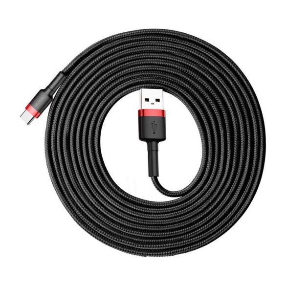 Cablu Baseus Cafule din nailon durabil împletit USB / USB - C QC3.0 2A 3M negru - roșu (CATKLF - U91)