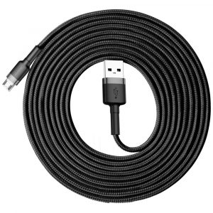 Baseus Cafule Cablu din nailon împletit durabil USB / micro USB 2A 3M negru - gri (CAMKLF - HG1)