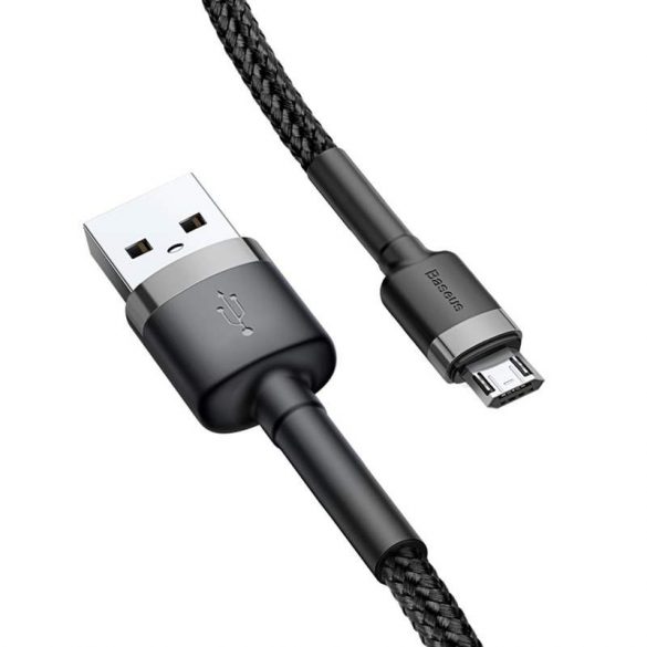 Baseus Cafule Cablu din nailon împletit durabil USB / micro USB 2A 3M negru - gri (CAMKLF - HG1)