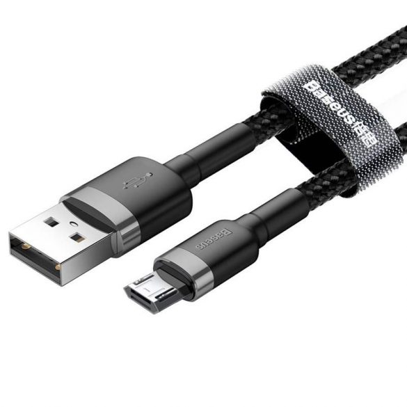 Baseus Cafule Cablu din nailon împletit durabil USB / micro USB 2A 3M negru - gri (CAMKLF - HG1)