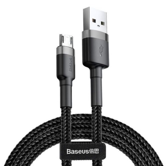 Baseus Cafule Cablu din nailon împletit durabil USB / micro USB 2A 3M negru - gri (CAMKLF - HG1)