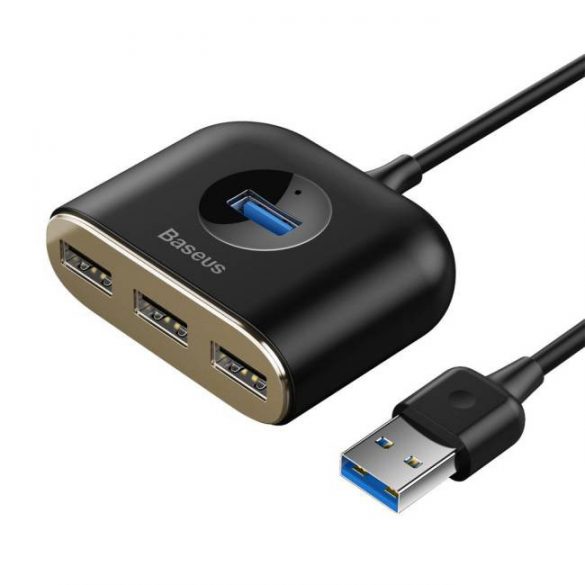 Adaptor HUB USB Baseus pătrat rotund 4 în 1 (USB3.0 LA USB3.0 * 1 + 2.0 * 3) 1m negru (CAHUB-AY01)