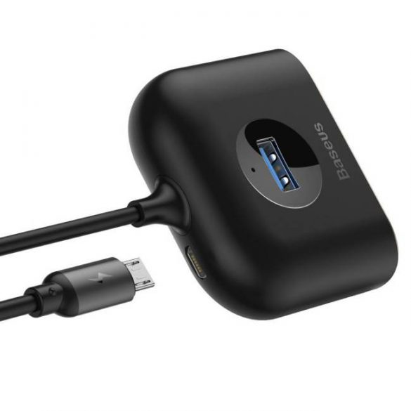 Adaptor HUB USB Baseus pătrat rotund 4 în 1 (USB3.0 LA USB3.0 * 1 + 2.0 * 3) 1m negru (CAHUB-AY01)