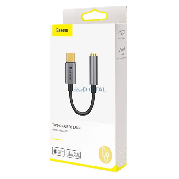 Adaptor Baseus L54 pentru căști USB-C / mini jack 3.5mm DAC 24 biți 48 KHz - gri