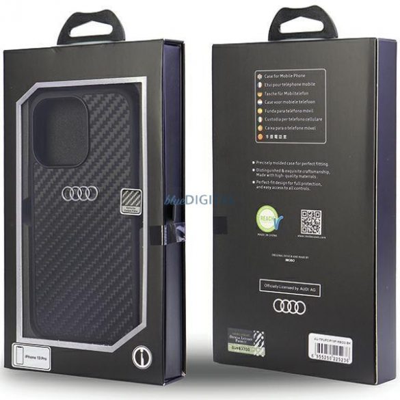 Carcasă rigidă Audi Carbon Fiber iPhone 13 Pro / 13 6.1" negru/negru AU-TPUPCIP13P-R8/D2-BK