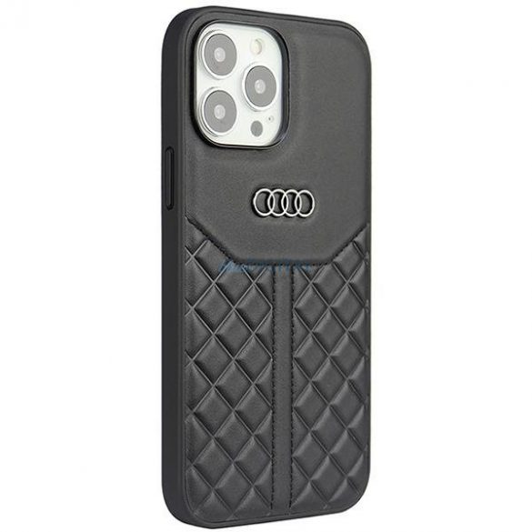 Husă rigidă Audi din piele naturală iPhone 13 Pro / 13 6.1" negru/negru AU-TPUPCIP13P-Q8/D1-BK