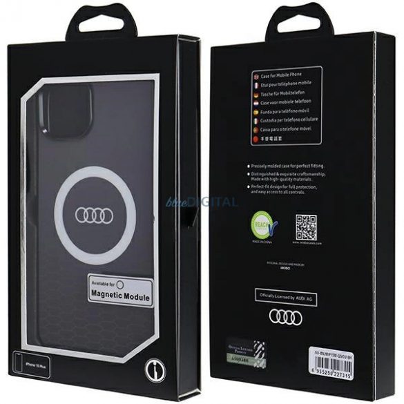 Husa Audi IML Big Logo MagSafe pentru iPhone 15 Plus / 14 Plus - neagra