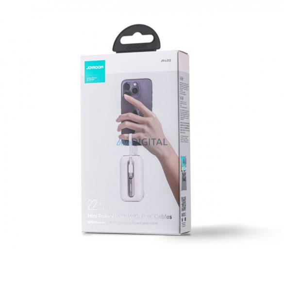 Powerbank Joyroom 10000mAh Seria colorată 22,5W cu 2 cabluri USB C și Lightning încorporate alb (JR-L012)