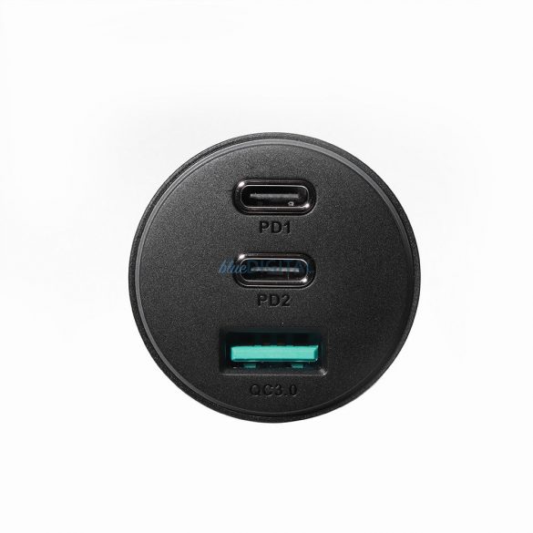 Încărcător auto Joyroom 70W cu 3 porturi: USB, 2 x USB C negru (JR-CL26)